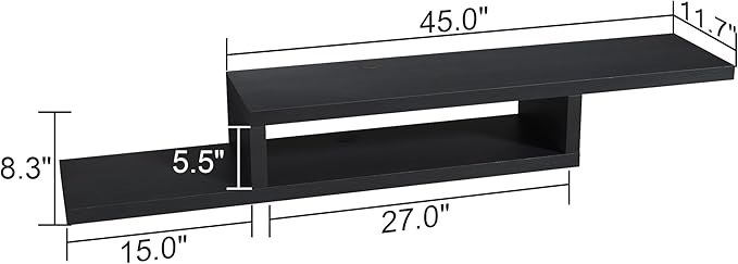 ChooChoo Floating TV Stand Shelf, Wall Mount Entertainment Center, 60” Media - Image 2