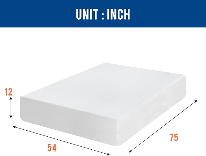 FDW | 12 Inch Full Mattress | Medium Firm | Gel Memory Foam Mattress | White | - Image 2