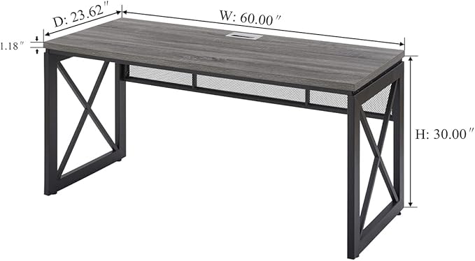 BON AUGURE Industrial Computer Desk, Rustic Wood Desks - Image 2