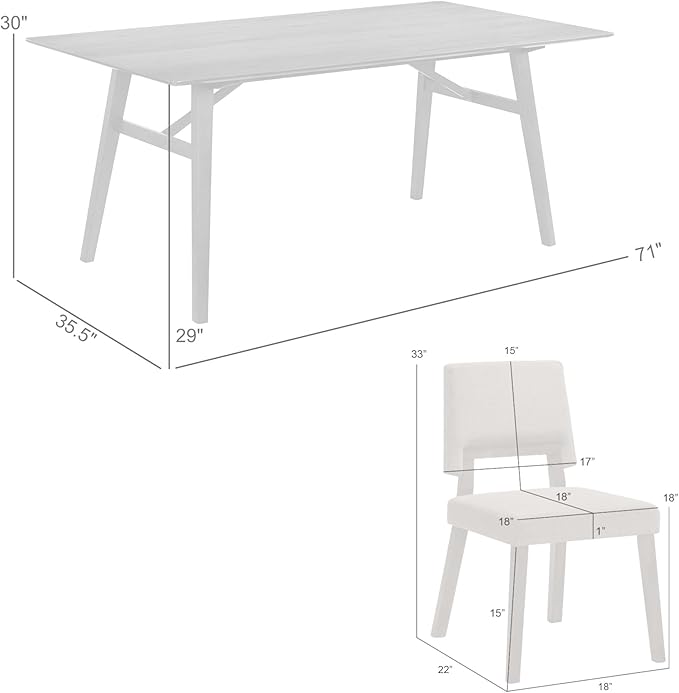 Armen Living Channell Mid Century Modern 5 Piece Walnut Wood Dining Table Set - Image 3