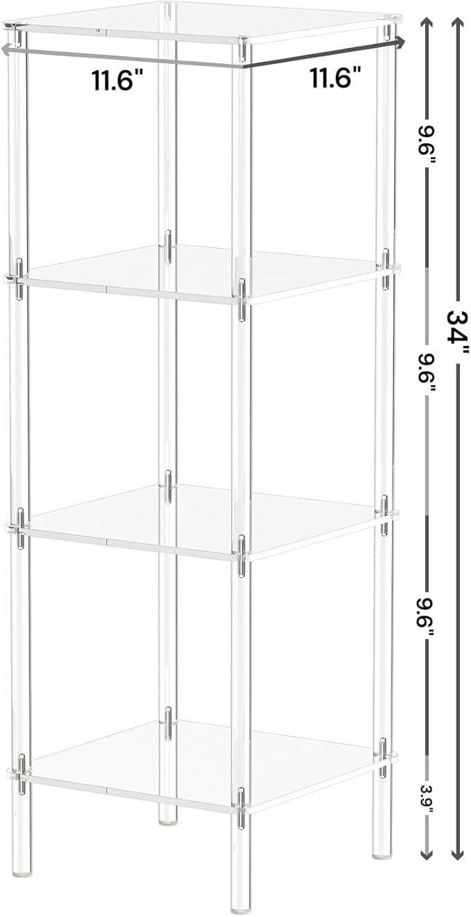 4 Tier Square Acrylic Bookshelf, Small Bookcase - Image 3
