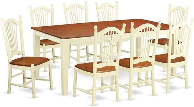 East West Furniture QUDO9-WHI-W 9 Piece Kitchen Table Set Includes a Rectangle by EastWestFurniture