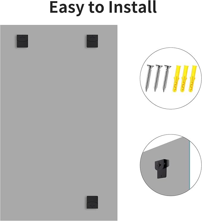 Large Frameless Mirror, 55x36 Frameless Bathroom Mirrors - Image 7