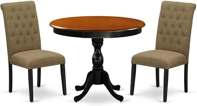East West Furniture AMBA3-BCH-05 3 Piece Kitchen Table Set - Image 6