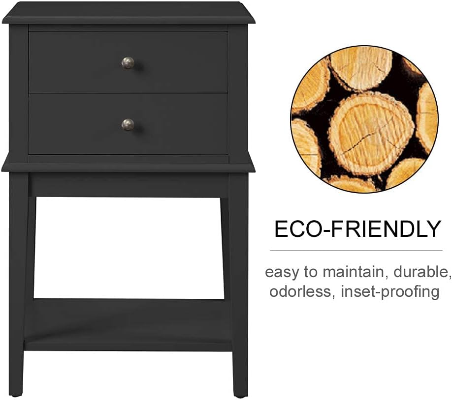 conifferism Black Nightstand End Table - Image 8