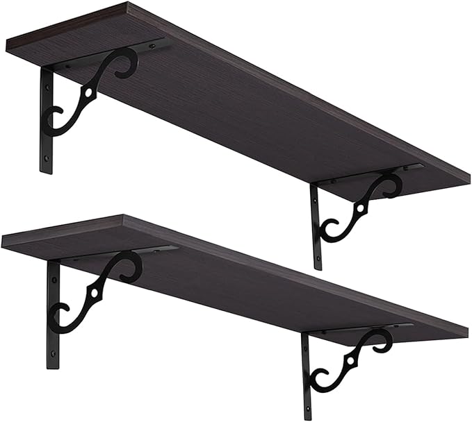 DINZI LVJ Long Wall Shelves, 23.6 Inch Large Floating Shelves Set of 2 by DINZILVJ