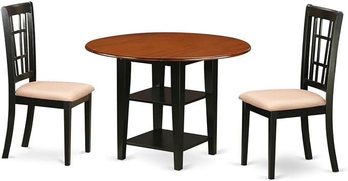 East West Furniture SUNI3-BCH-C 3 Piece Kitchen Table Set Contains a Round by EastWestFurniture