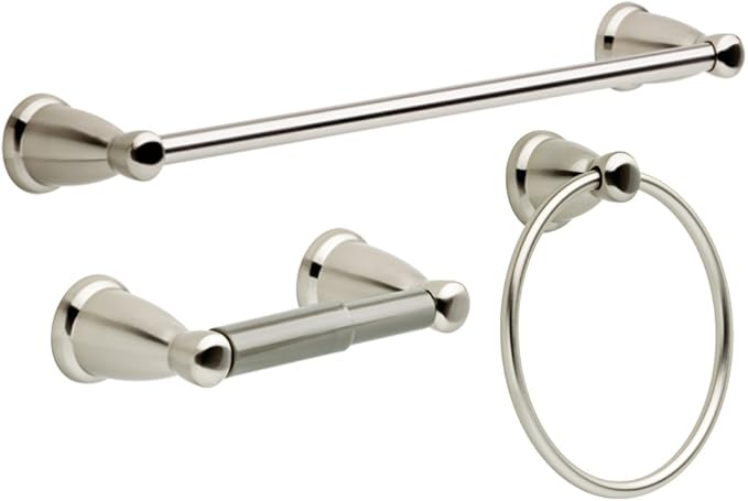 Franklin Brass Kinla 3-Piece Bathroom Set Satin Nickel 24" Towel Bar Rack by FranklinBrass