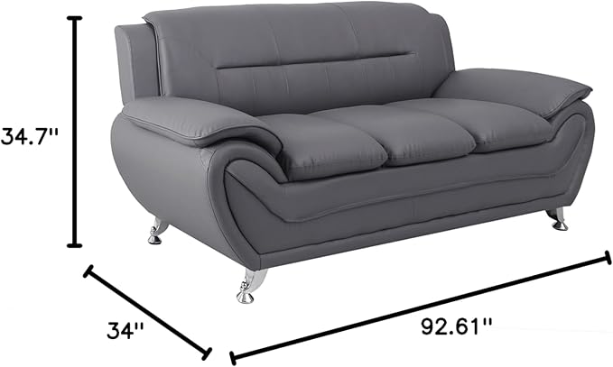 Container Furniture Direct Michael Modern Faux Leather Upholstered Stainless - Image 2