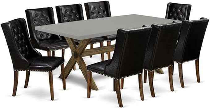 East West Furniture X797FO749-9 9 Piece Dining Set Includes a Rectangle Dining by EastWestFurniture