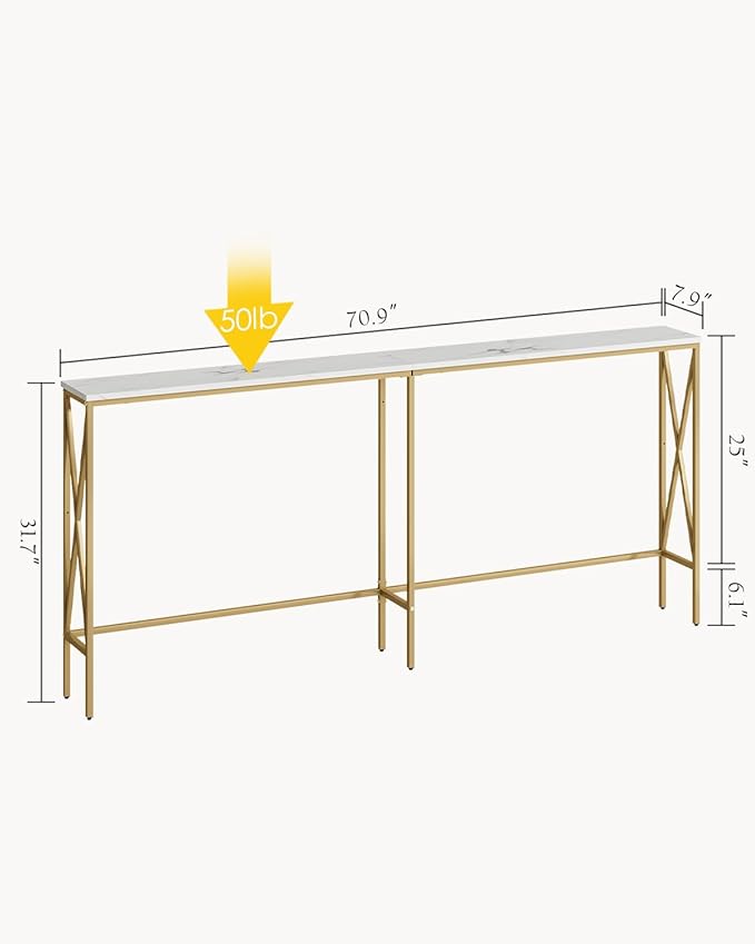 Masupu 70.9" Console Table, Modern Narrow Long Sofa Table Behind Couch - Image 3