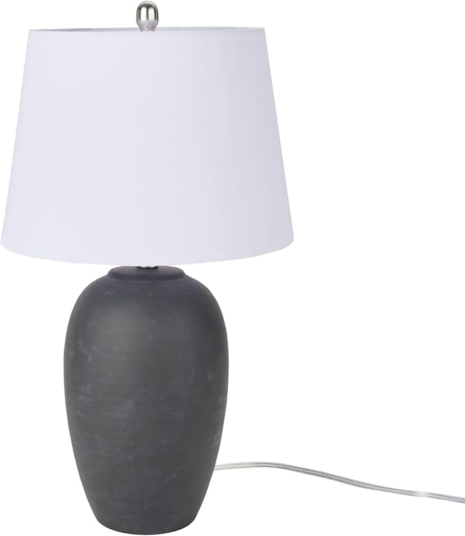 Nourison Home 23" Black Vintage Distressed Ceramic Pot Table Lamp - Image 2