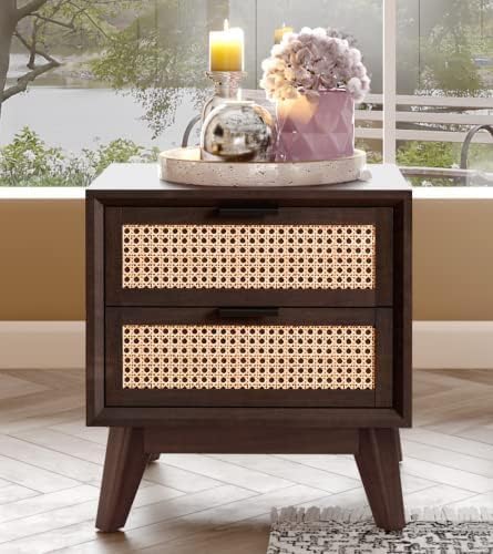 Bme Jasper Deluxe Solid Wood Rattan Nightstand Fully Assembled - Image 6