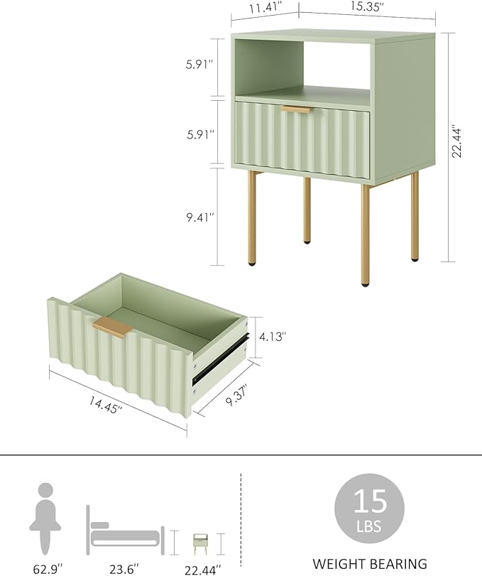 Nightstand, Modern Bedside Table - Image 2