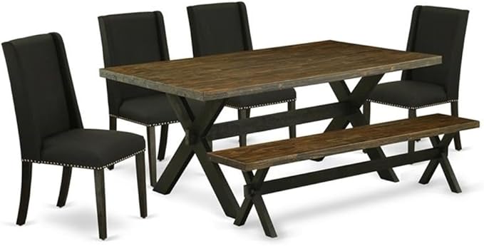 East West Furniture X677FL624-6 6 Piece Dining Set Contains a Rectangle Dining by EastWestFurniture