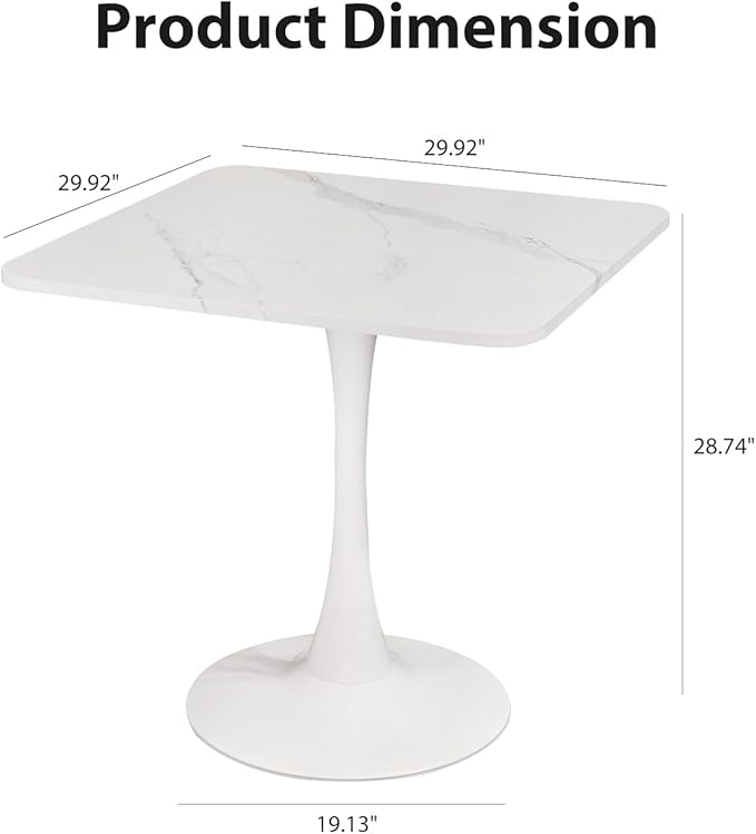 Square Modern Dinning Table 30 inches - Image 3