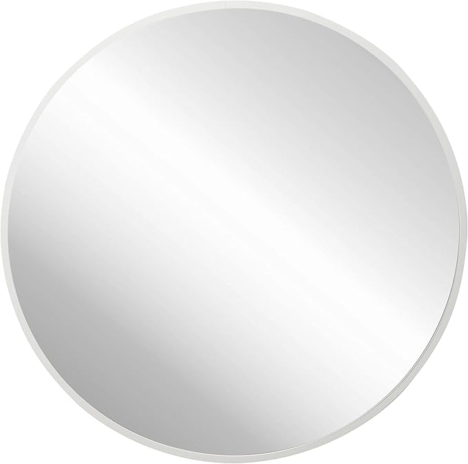 FrameWorks 24" Deluxe Contemporary White Circular Aluminum Mirror by FrameWorks