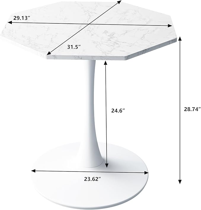 31.5 in Hexagonal Pedestal Dining Table - Image 3