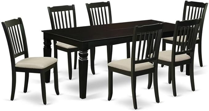 East West Furniture LGDA7-BLK-C 7 Piece Modern Dining Table Set Consist of a by EastWestFurniture