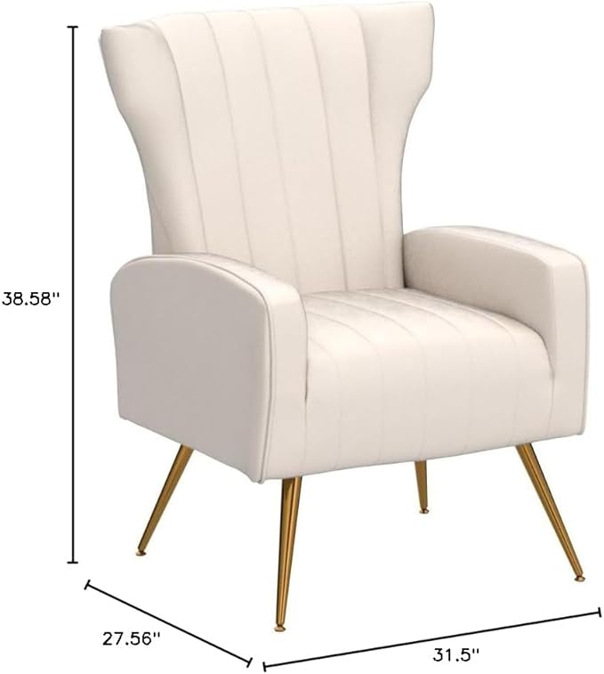 Container Furniture Direct Modern Velvet Accent Chair, Channel Tufted Bedroom - Image 2