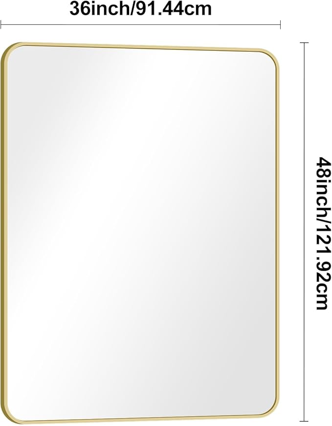 BONEWEI Gold Bathroom Mirror, 36x48 inch Wall Mirror - Image 7