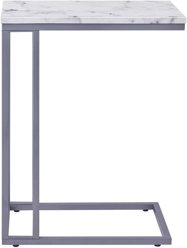 C-Shape Side End Table, Faux Marble Tray Snack Table - Image 7