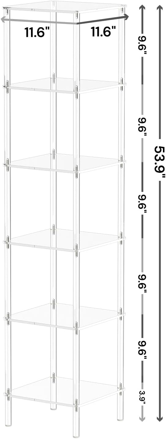 6 Tier Square Acrylic Bookshelf, Small Bookcase - Image 3