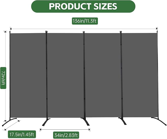 YASRKML Room Divider Folding Privacy Screens, Portable Room Divider Panel 4 - Image 5