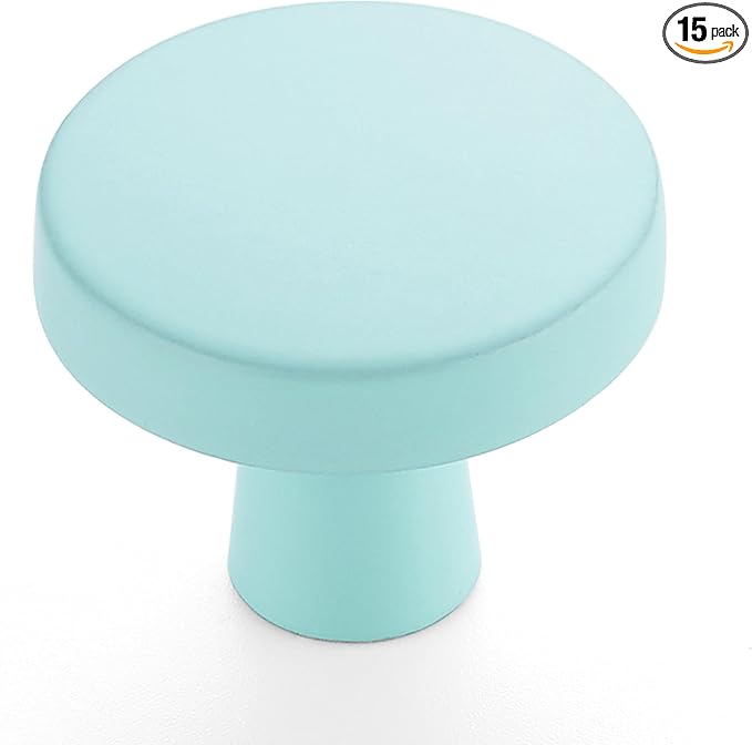 Ravinte 15 Pack Drawer Pulls 1-1/4 Inch Green Kitchen Cabinet Knobs Solid Round by Ravinte