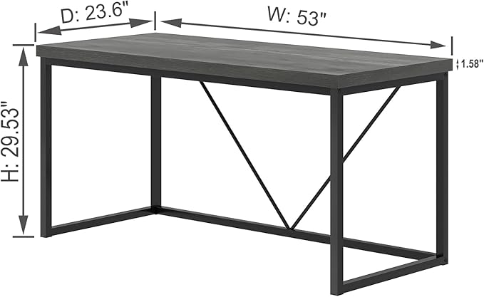 EXCEFUR Modern Home Office Desk, Wood and Metal Computer Desk, Industrial - Image 2