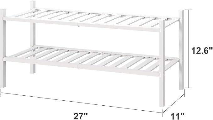 White Shoe Rack for Entryway, 2 Tier Shoe Organizer for Hallway Closet - Image 3