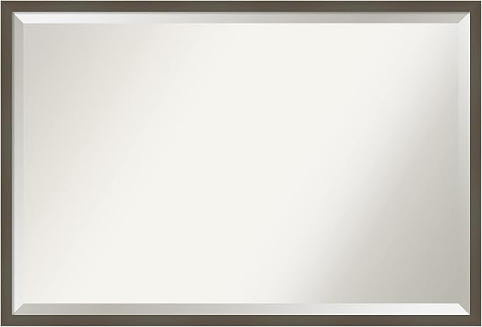 Amanti Art Grey Wall Mirror 25x37 Svelte Clay Grey Rectangle Bathroom Mirror by AmantiArt