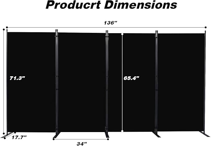 Room Divider, 4 Panel Folding Privacy Screens - Image 2