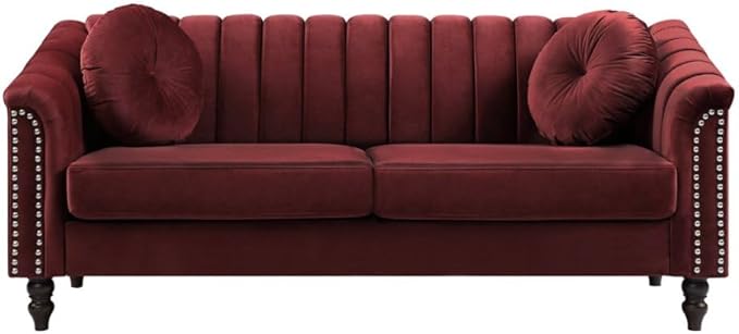 Sectional Sofa Set, Microfiber Chesterfield Upholstered Sofas Loveseat Couch - Image 9