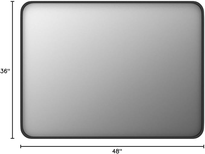 48x36 Matte Black Bathroom Mirror, Modern Rectangle Metal Framed Mirrors - Image 9