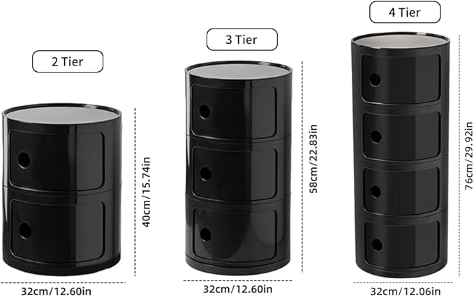 Round Nightstand with 3 Drawers, Modern Style Side Table - Image 3