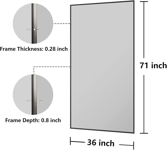 Koonmi Bathroom Mirror 36x71 Bathroom Wall-Mounted Mirrors, Modern Vanity Mirror - Image 3
