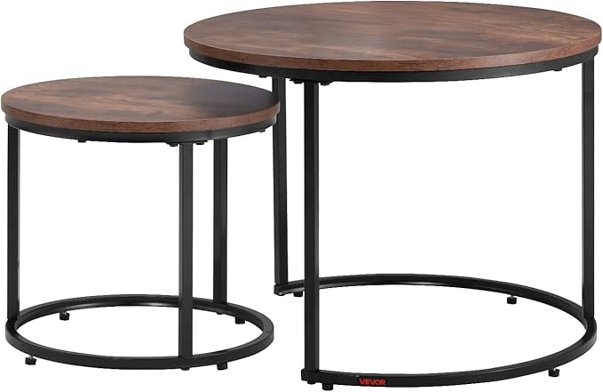 VEVOR Nesting Tables, Coffee Table Set of 2, 23.6 inch Round Coffee Table - Image 9