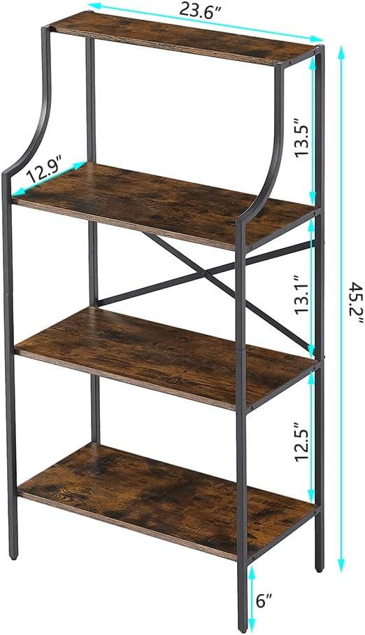 4 Tier Bookshelf, Entryway Standing Shelf Units - Image 2