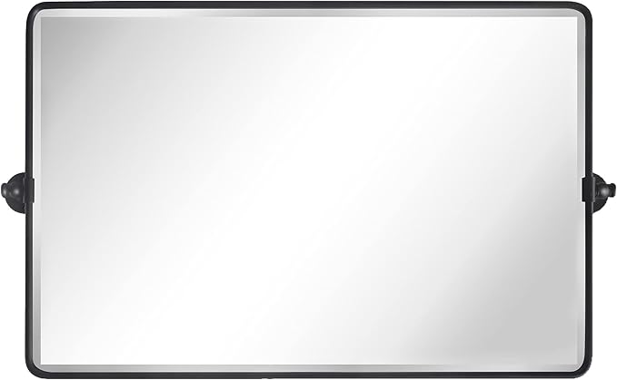 TEHOME 24x38 Horizontal Pivot Bathroom Mirror Tilting Black Metal Framed Pivot by TEHOME