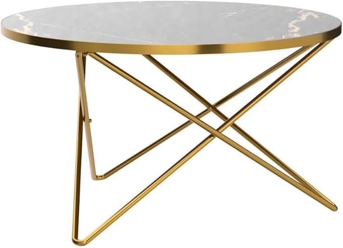 HLR Round Coffee Table with Black Faux Marble Top - Image 5