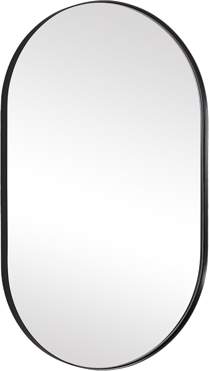ANDY STAR Black Oval Mirror, 24x36 Oval Black Mirror in Stainless Steel Metal by ANDYSTAR