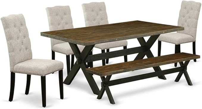 East West Furniture X677EL635-6 6 Piece Dining Room Set Contains a Rectangle by EastWestFurniture