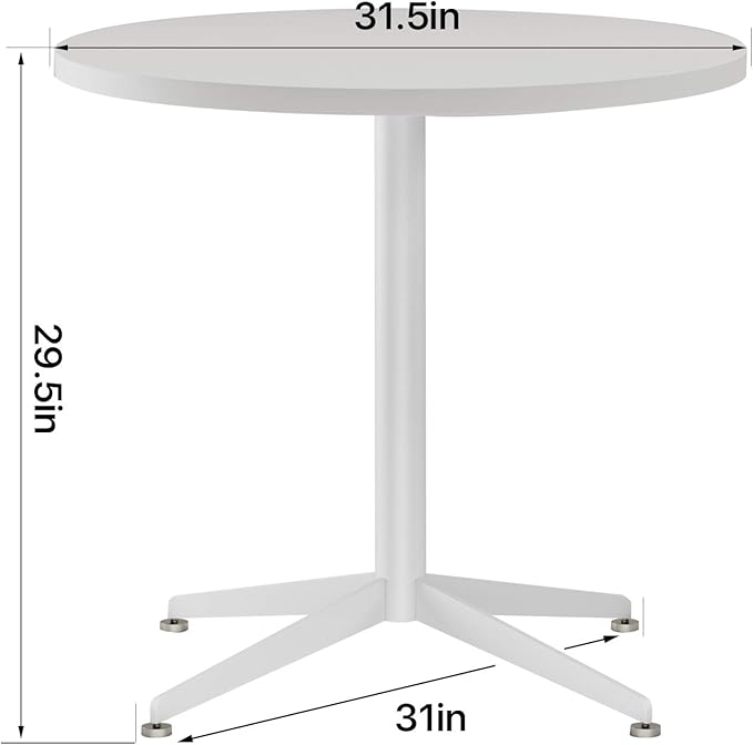 White Dining Table Round Small Office Table Conference Table Coffee Meeting - Image 3