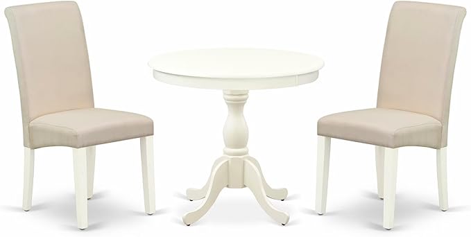 East West Furniture AMBA3-LWH-01 3 Piece Modern Dining Table Set Contains a by EastWestFurniture