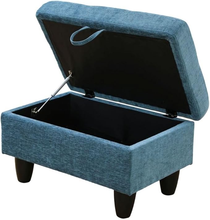 Blue L-Shaped 3-Piece Flannel Sofa - Image 6