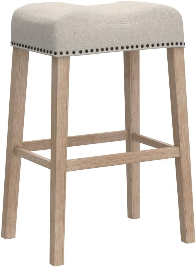 Roundhill Furniture Coco Upholstered Backless Saddle Seat Bar Stools 29" Height - Image 5