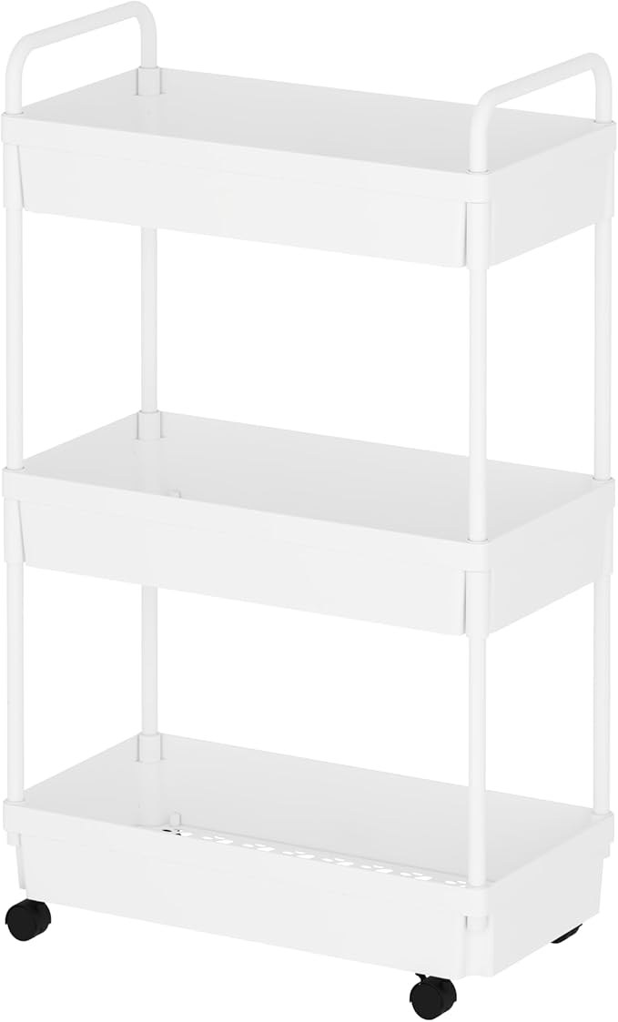 3-Tier Storage Cart，Shelf Organizer Mobile Shelving ，Utility Rolling - Image 2