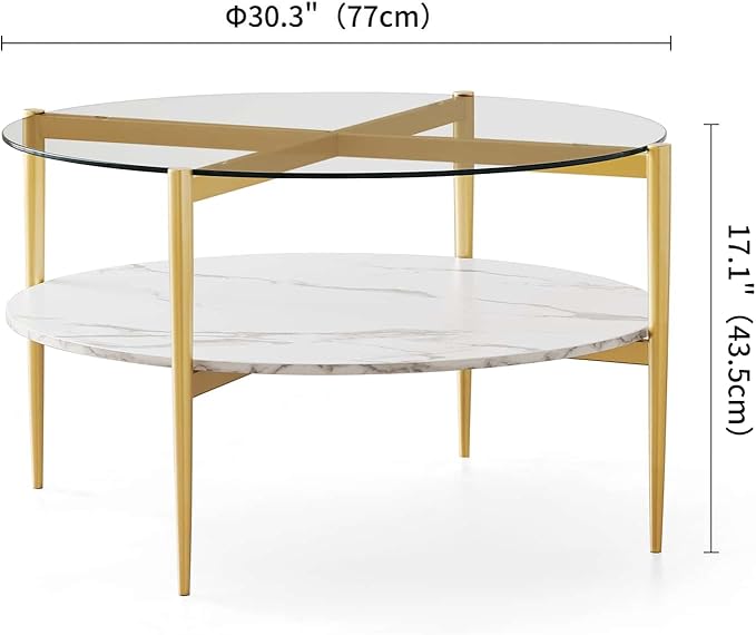 Round Coffee Table for Living Room, Mid-Century Modern Design, D30 x H17 - Image 2