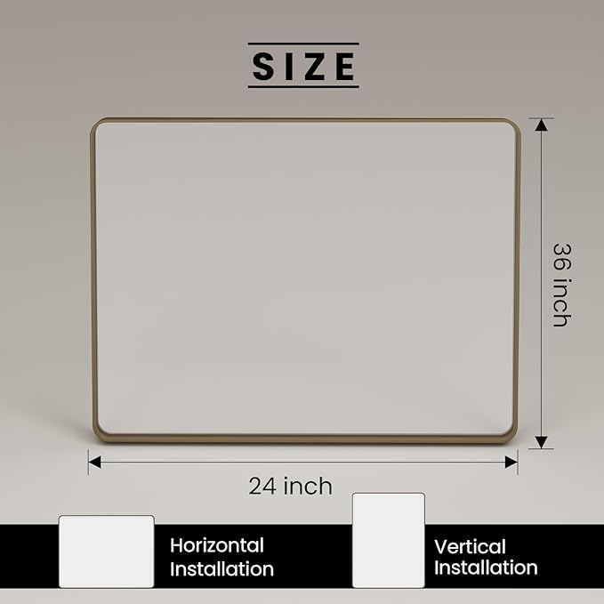 Bronze Bathroom Mirror 24x36 Inch, Brushed Bronze Metal Frame Mirror - Image 5